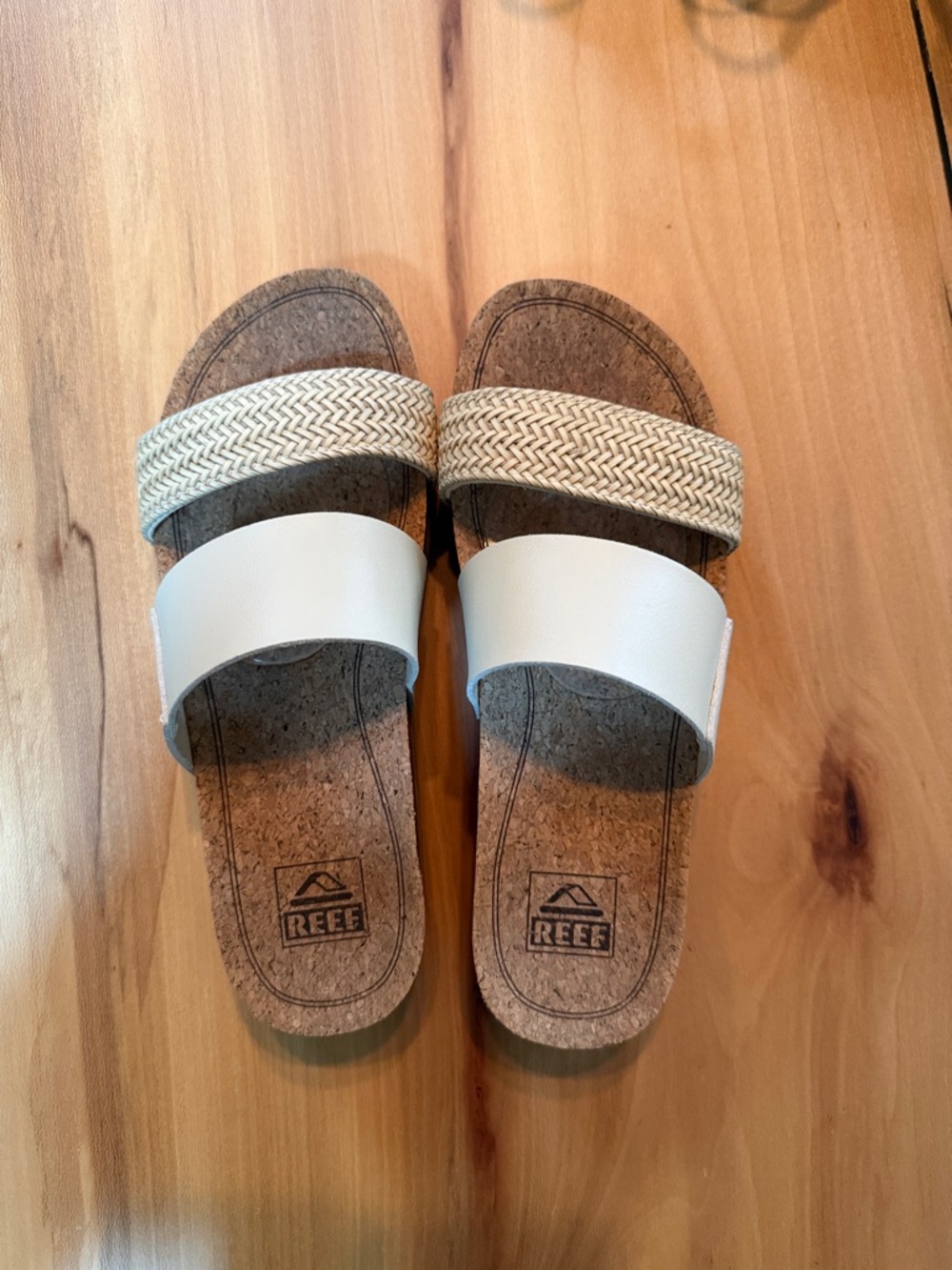 Reef Women's Dual-strap Slides in White and Natural